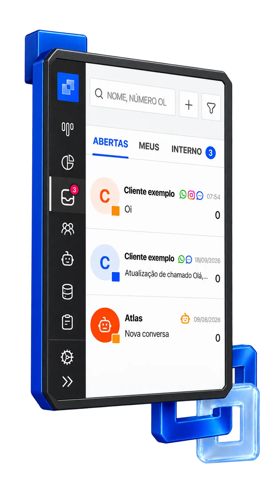 Caixa de entrada do Cowork reunindo conversas de atendimento